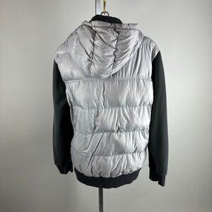 Lululemon Fluff Off Puffer Goose Down Jacket Quilted Hood Black Silver Size XXL